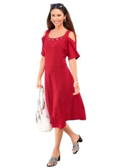 Heine Maxi-jurk Linnen Jurk -TrendyTijd Verkoop classic inspirationen jurk in a lijn jerseyjurk rood 4