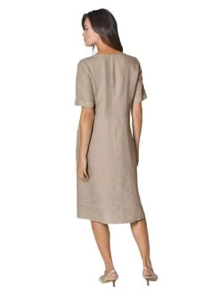 Classic Inspirationen Jurk In A-lijn Linnen Jurk -TrendyTijd Verkoop classic inspirationen jurk in a lijn linnen jurk bruin 2