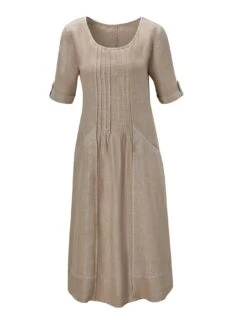 Classic Inspirationen Jurk In A-lijn Linnen Jurk -TrendyTijd Verkoop classic inspirationen jurk in a lijn linnen jurk bruin 3