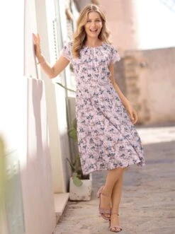 Vero Moda Jurk Met Overhemdkraag VMJLOE L/S 7/8 SHIRT DRESS WVN -TrendyTijd Verkoop classic inspirationen kokerjurk gedessineerde jurk roze 4