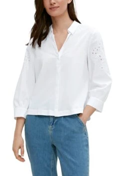 Eterna Jurk Met Overhemdkraag Regular Fit 31 Eterna Jurk Met Overhemdkraag Regular Fit -TrendyTijd Verkoop comma klassieke blouse met broderie anglaise wit 1