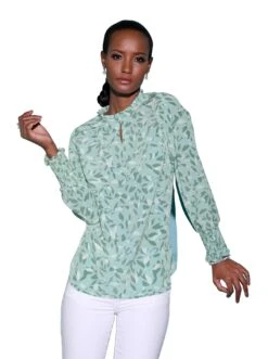 Someday Jurk Met Overhemdkraag Quosa -TrendyTijd Verkoop creation l blouse met lange mouwen blauw 1