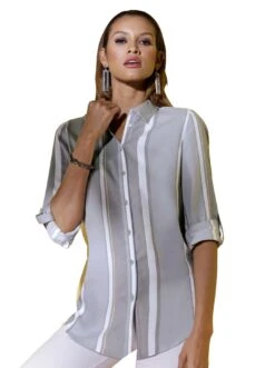 Aniston SELECTED Midi-jurk Met Knoopsluiting -TrendyTijd Verkoop creation l blouse met lange mouwen grijs