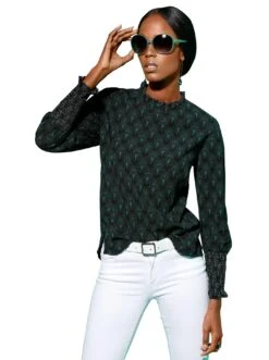 Classic Basics Gedessineerde Jurk -TrendyTijd Verkoop creation l blouse met lange mouwen groen 1