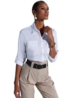 Heine Jurk In A-lijn Jurk -TrendyTijd Verkoop creation l blouse met lange mouwen wit 1