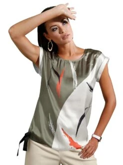 Jurk In A-lijn Gedessineerde Jurk -TrendyTijd Verkoop creation l blouse zonder sluiting beige 2