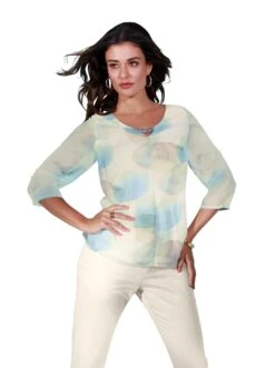 Jurk In A-lijn Gedessineerde Jurk -TrendyTijd Verkoop creation l blouse zonder sluiting beige 3