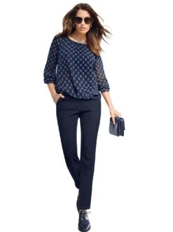 Heine Kokerjurk Gedessineerde Jurk 26 Heine Kokerjurk Gedessineerde Jurk -TrendyTijd Verkoop creation l chiffonblouse blauw 2