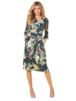 Base Level Curvy Jurk In Overgooiermodel Alissa Verstelbare Bandjes -TrendyTijd Verkoop creation l gedessineerde jurk jerseyjurk groen 1