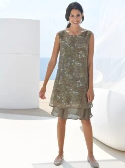 Tom Tailor Denim Meshjurk Gedessineerde Midi-jurk Van Mesh (1-delig) -TrendyTijd Verkoop creation l jurk in overgooiermodel jurk groen 3