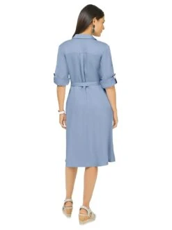 Creation L Jurk Met Overhemdkraag Jurk -TrendyTijd Verkoop creation l jurk met overhemdkraag jurk blauw 2
