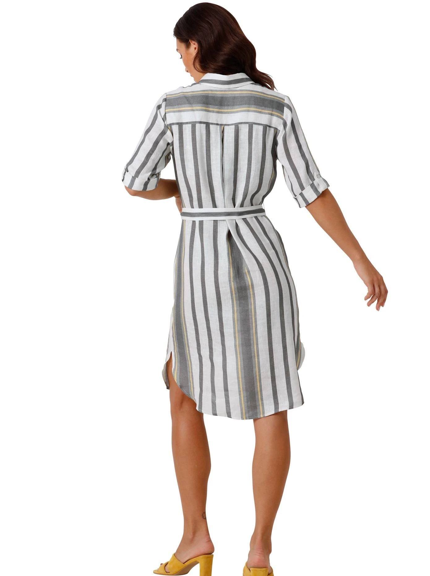 CREATION L PREMIUM Kokerjurk Linnen Jurk Met Overhemdkraag 4 CREATION L PREMIUM Kokerjurk Linnen Jurk Met Overhemdkraag - Afbeelding 2