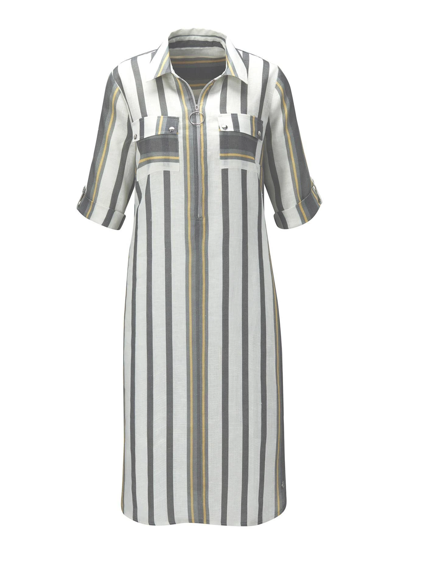 CREATION L PREMIUM Kokerjurk Linnen Jurk Met Overhemdkraag 6 CREATION L PREMIUM Kokerjurk Linnen Jurk Met Overhemdkraag - Afbeelding 4