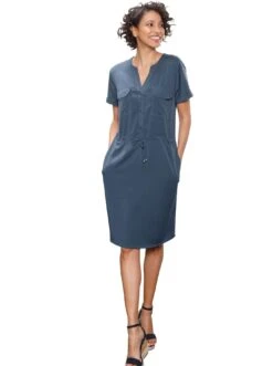 AJC Maxi-jurk Met Plooi Op De Schouders En Gesmokte Taille - Nieuwe Collectie -TrendyTijd Verkoop creation l premium zomerjurk blauw 1