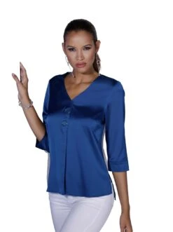 Aniston SELECTED Maxi-jurk Met Wijde 3/4-mouwen -TrendyTijd Verkoop creation l satijnen blouse blauw 2