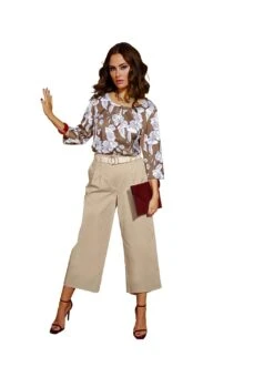 Classic Inspirationen Kanten Jurk -TrendyTijd Verkoop creation l satijnen blouse bruin 1