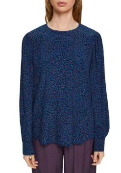 Tommy Hilfiger Curve Midi-jurk CRV WRAP LONG SLEEVE MIDI DRESS -TrendyTijd Verkoop esprit gedessineerde blouse in minimal patroon dessin blauw