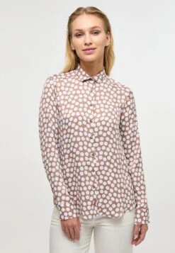 Taifun Gedessineerde Jurk Met Een All-over Motief En Volants Bij De Zoom -TrendyTijd Verkoop eterna blouse met lange mouwen regular fit bruin
