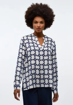 Heine Blousejurkje Gedessineerde Jurk -TrendyTijd Verkoop eterna blouse zonder sluiting classic fit blauw 2