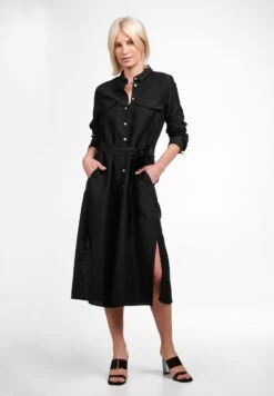 Lady Kokerjurk Gedessineerde Jurk 24 Lady Kokerjurk Gedessineerde Jurk -TrendyTijd Verkoop eterna jurk met overhemdkraag zwart