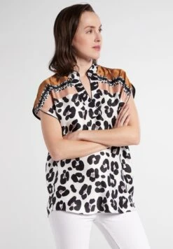 Taifun Gedessineerde Jurk Met Een All-over Motief En Volants Bij De Zoom -TrendyTijd Verkoop eterna shirtblouse classic fit beige