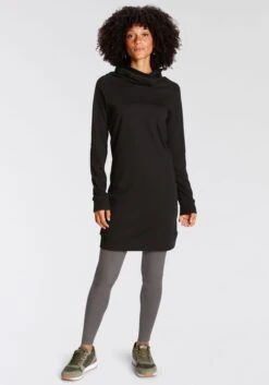 Roxy Maxi-jurk Lullaby Love -TrendyTijd Verkoop flashlights sweatjurk met colkraag set 2 delig met legging zwart