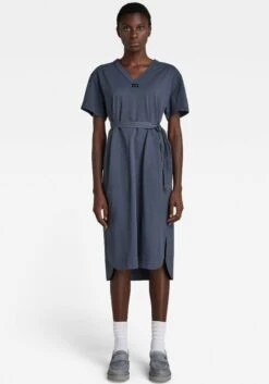 Vero Moda Jurk Met Overhemdkraag VMJLOE L/S 7/8 SHIRT DRESS WVN -TrendyTijd Verkoop g star raw shirtjurk kleid fabric mix belt dress ss met bijpassende bindstrik in de taille blauw