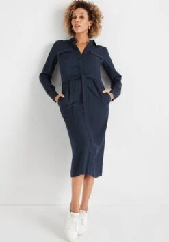 Calvin Klein Jurk In Haltermodel -TrendyTijd Verkoop hechter paris jurk met overhemdkraag blauw 8