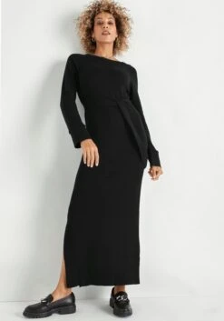 STREET ONE Gedessineerde Jurk -TrendyTijd Verkoop hechter paris tricotjurk zwart