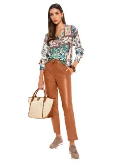 Heine Jurk Met Overhemdkraag -TrendyTijd Verkoop heine blouse met lange mouwen beige 3