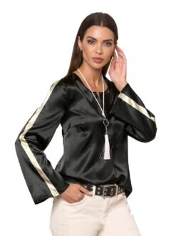 CREATION L PREMIUM Zomerjurk Zijde-jurk 27 CREATION L PREMIUM Zomerjurk Zijde-jurk -TrendyTijd Verkoop heine blouse met lange mouwen zwart 4