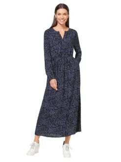 Voorkant -TrendyTijd Verkoop heine chiffonjurk gedessineerde jurk blauw 1