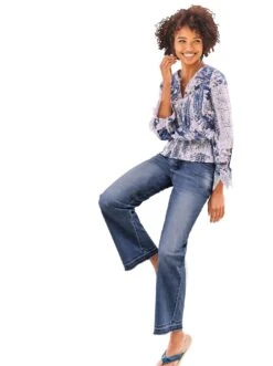 Jurk In A-lijn Gedessineerde Jurk -TrendyTijd Verkoop heine gedessineerde blouse blauw 3