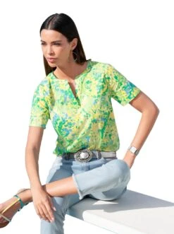 Someday Jurk Met Overhemdkraag Quosa -TrendyTijd Verkoop heine gedessineerde blouse groen 1