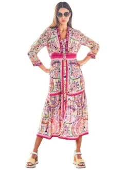 Tamaris Midi-jurk Comfortabele Jersey 34 Tamaris Midi-jurk Comfortabele Jersey -TrendyTijd Verkoop heine gedessineerde jurk beige 5