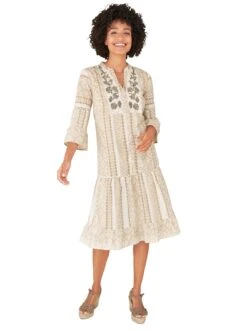 Cecil Maxi-jurk Met Tropische All-over Print -TrendyTijd Verkoop heine gedessineerde jurk bruin 7