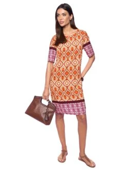 Only Mini-jurk ONLSILJA S/L LIFE DRESS JRS -TrendyTijd Verkoop heine gedessineerde jurk oranje 1