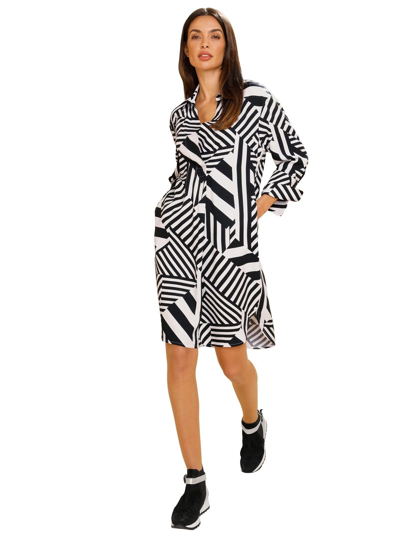 CREATION L PREMIUM Kokerjurk Linnen Jurk Met Overhemdkraag 14 CREATION L PREMIUM Kokerjurk Linnen Jurk Met Overhemdkraag - Afbeelding 12