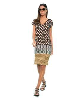 Heine Gedessineerde Jurk Jerseyjurk 33 Heine Gedessineerde Jurk Jerseyjurk -TrendyTijd Verkoop heine jerseyjurk beige 3