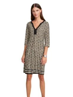 Voorkant -TrendyTijd Verkoop heine jerseyjurk gedessineerde jurk zwart 1