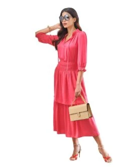 Lady Kanten Jurk -TrendyTijd Verkoop heine jurk in a lijn jurk rood 4