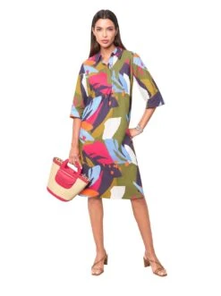 Aniston SELECTED Maxi-jurk Met Plooi Bij De Bandjes -TrendyTijd Verkoop heine jurk met overhemdkraag gedessineerde jurk groen 3