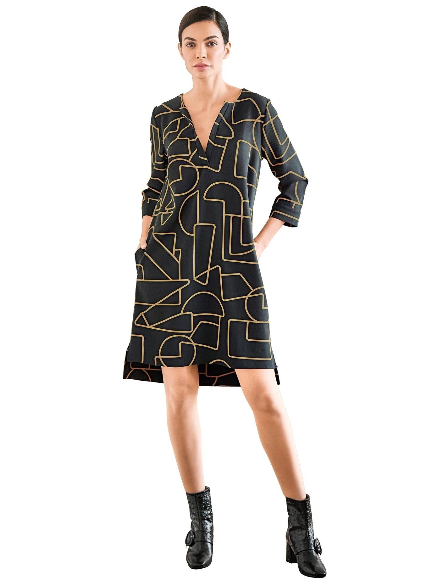 Heine Kokerjurk Gedessineerde Jurk 3 Heine Kokerjurk Gedessineerde Jurk