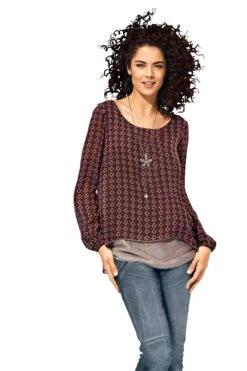 Eterna Jurk Met Overhemdkraag Loose Fit -TrendyTijd Verkoop heine lange blouse rood