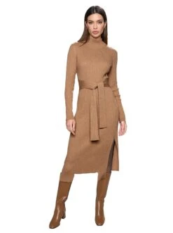 Only Gedessineerde Jurk ONLGAIA LS V-NECK DRESS CS NN -TrendyTijd Verkoop heine tricotjurk bruin 1