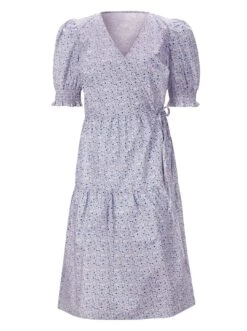 Heine Wikkeljurk Gedessineerde Jurk -TrendyTijd Verkoop heine wikkeljurk gedessineerde jurk blauw 6