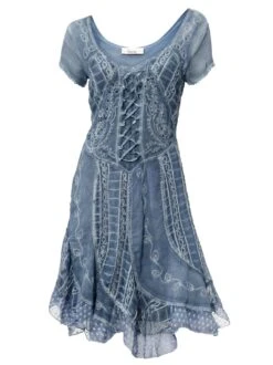 Heine Zomerjurk Geborduurde Jurk -TrendyTijd Verkoop heine zomerjurk geborduurde jurk blauw 4