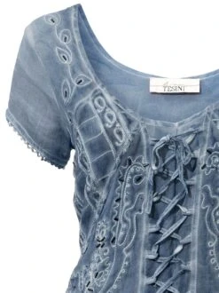 Heine Zomerjurk Geborduurde Jurk -TrendyTijd Verkoop heine zomerjurk geborduurde jurk blauw 5