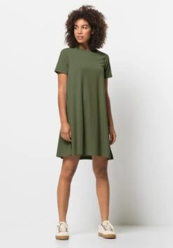 S.Oliver BLACK LABEL Midi-jurk Jurk Van Viscose-stretch (1-delig) -TrendyTijd Verkoop jack wolfskin shirtjurk nature relief dress groen