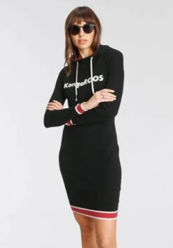 Esprit Midi-jurk Met Steekzakken Opzij 26 Esprit Midi-jurk Met Steekzakken Opzij -TrendyTijd Verkoop kangaroos tricotjurk met capuchon en gestikte merknamen zwart 3